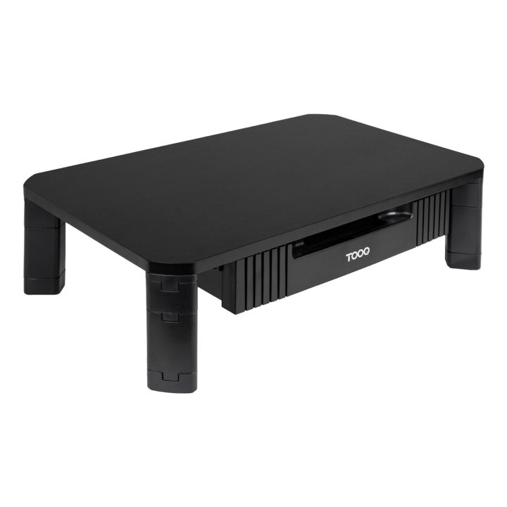 TooQ Multi-Purpose Monitor/Laptop Riser Stand with Drawer, Black