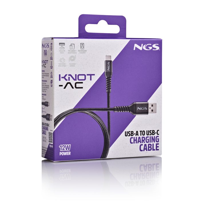 NGS KNOT-AC cable USB USB 2.0 1 m USB A USB C 0,48 Gbit/s 100 W Negro