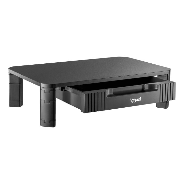 iggual EM1C 1-Drawer Black Monitor Riser