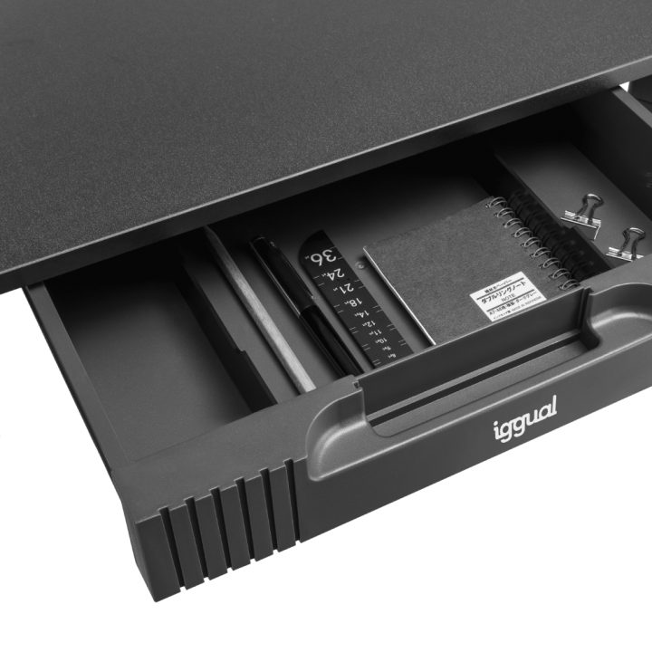 iggual EM1C 1-Drawer Black Monitor Riser