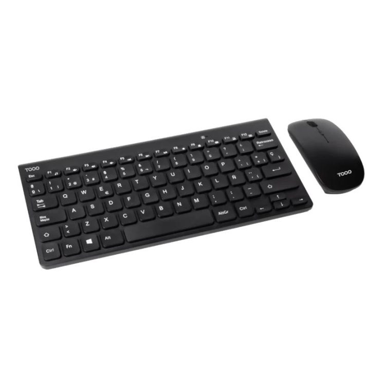 TooQ Teclado compacto + Ratón slim inalámbrico, Negro