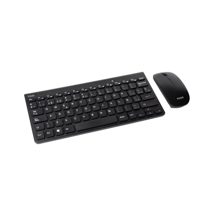 TooQ Teclado compacto + rato slim sem fios, Preto