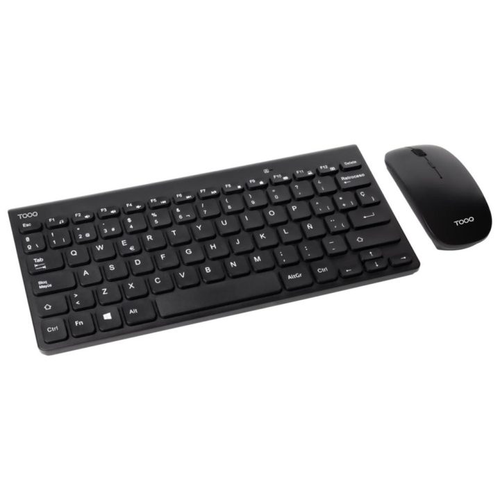 TooQ Teclado compacto + rato slim sem fios, Preto