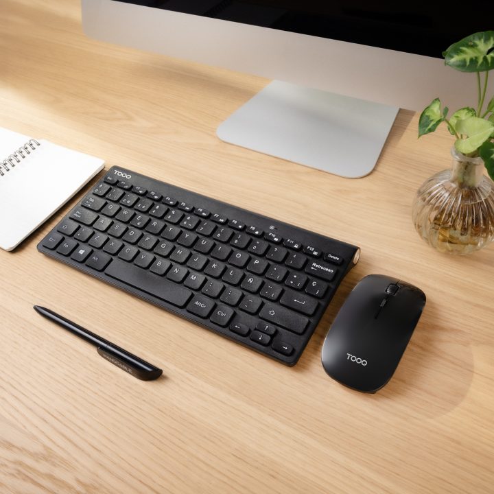 TooQ Teclado compacto + rato slim sem fios, Preto