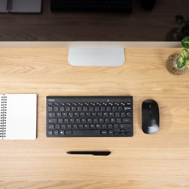 TooQ Teclado compacto + rato slim sem fios, Preto