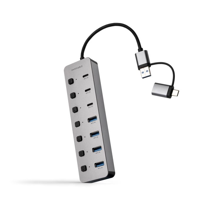 Nanocable USB-C+USB-A/M to 4xUSB-A + 3xUSB-C 3.0 + USB-C 5V Hub