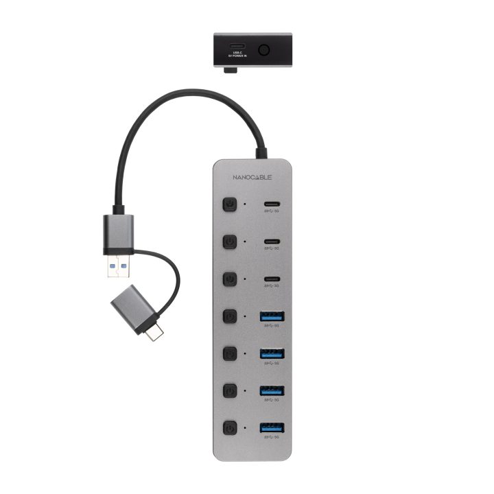 Hub Nanocable USB-C+USB-A/M para 4xUSB-A + 3xUSB-C 3.0 + USB-C 5V