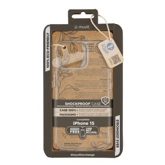 Capa Muvit shockproof 2m para Apple iPhone 15 transparente (MCSPS0025)