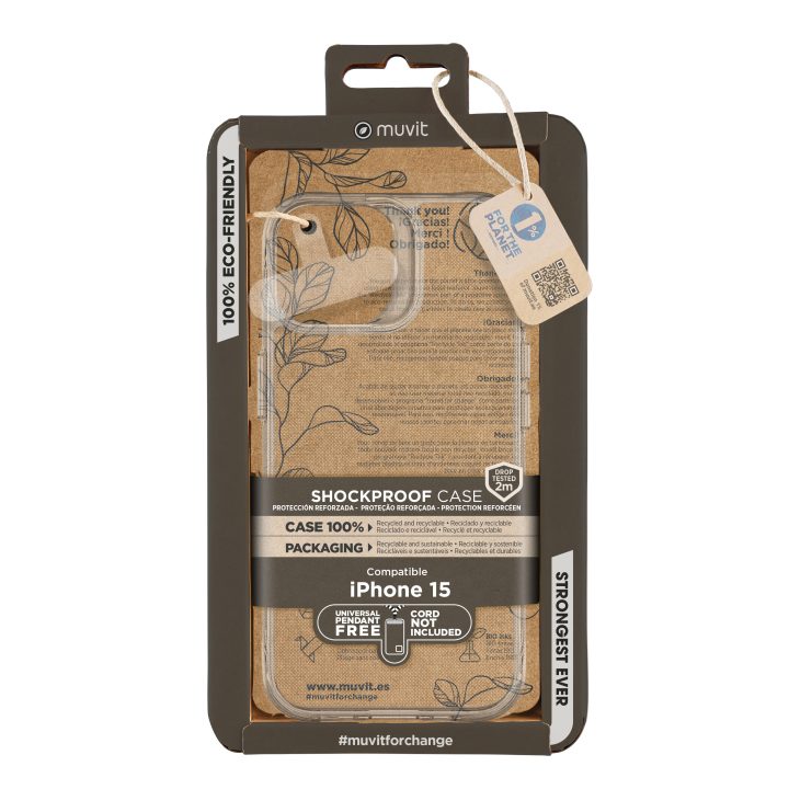 Muvit shockproof 2m case for Apple iPhone 15 transparent (MCSPS0025)