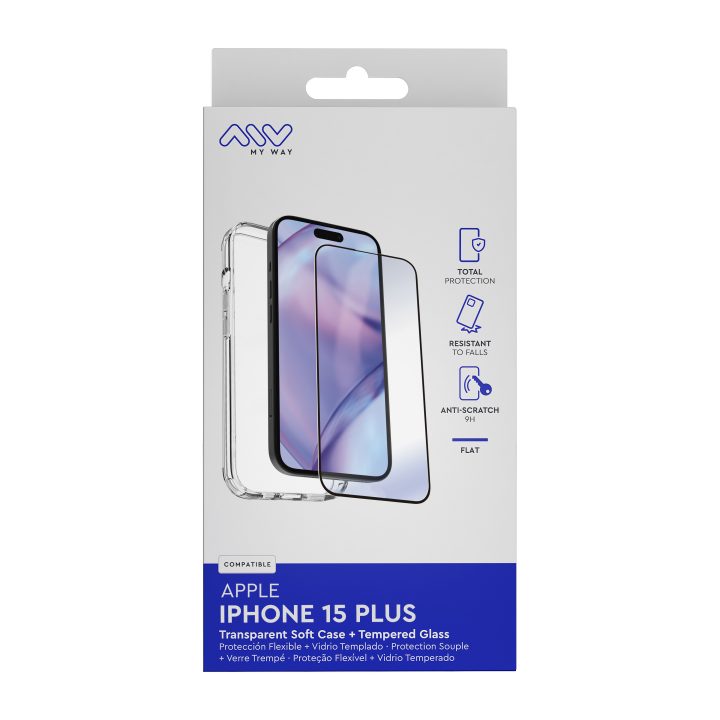 Capa Myway para Apple iPhone 15 Plus transparente + protetor de ecrã…