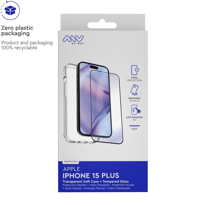 Carcasa Myway para Apple iPhone 15 plus transparente + protector…