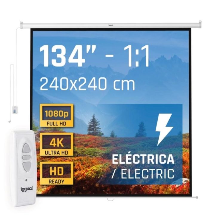 iggual Electric Projection Screen 4:3 134" 240x240 cm
