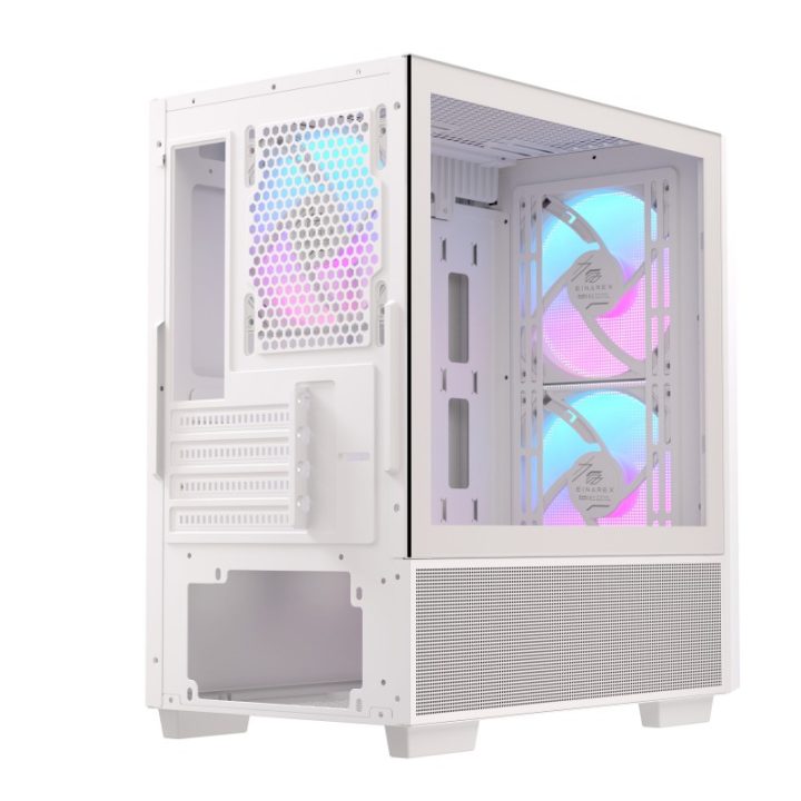 Einarex PM150 matx RGB tempered glass white gaming PC case…