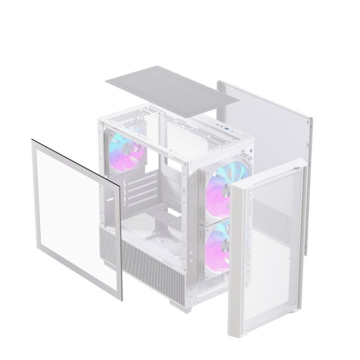 Gabinete de PC gaming Einarex PM150 matx RGB vidro temperado branco…
