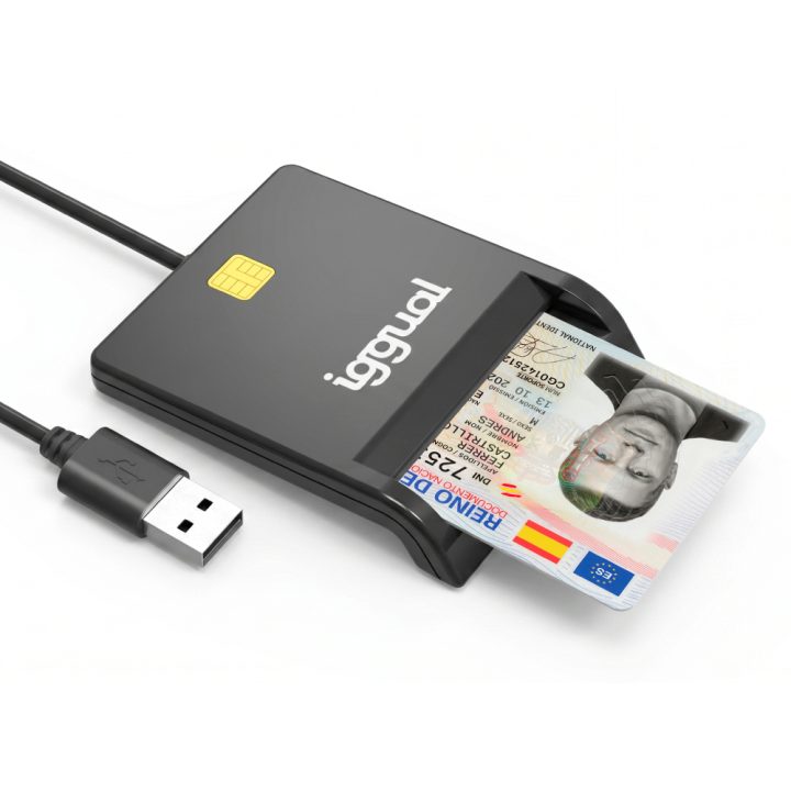 iggual Leitor de Cartões de Identidade SIP ID USB 2.0 preto
