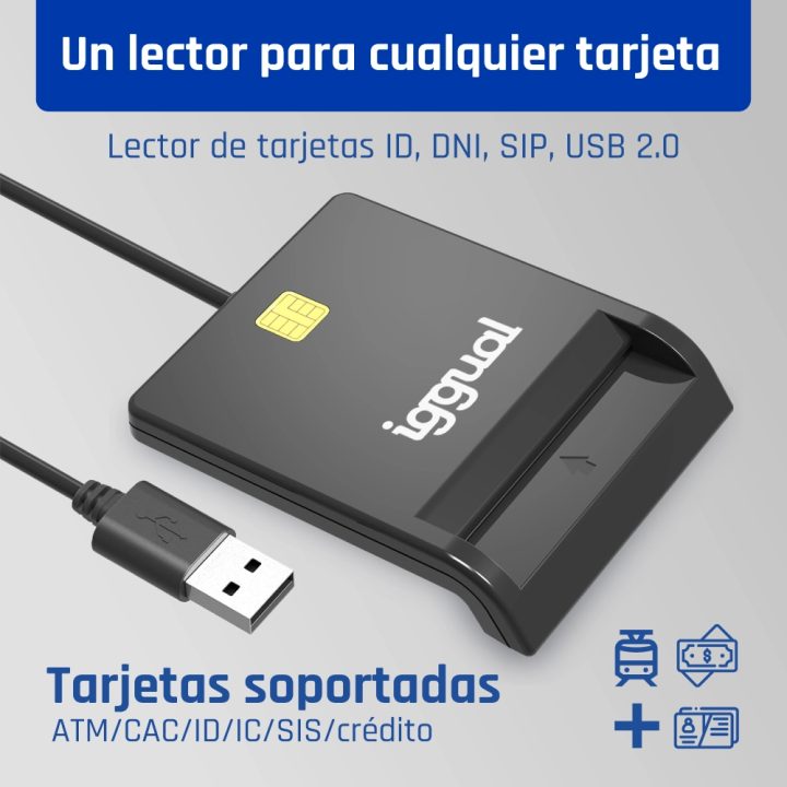 iggual Leitor de Cartões de Identidade SIP ID USB 2.0 preto
