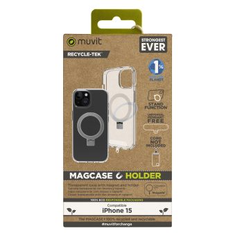 Muvit recycletek MagSafe + Stand Case for iPhone 15 Transparent…