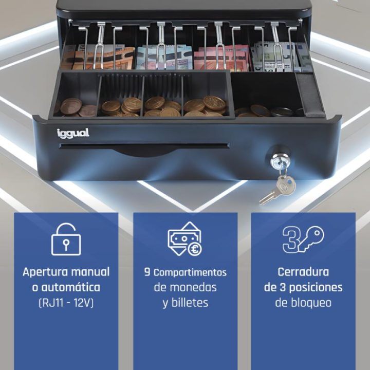 iggual IRON-10R Cash Drawer 38cm 4+5 Black