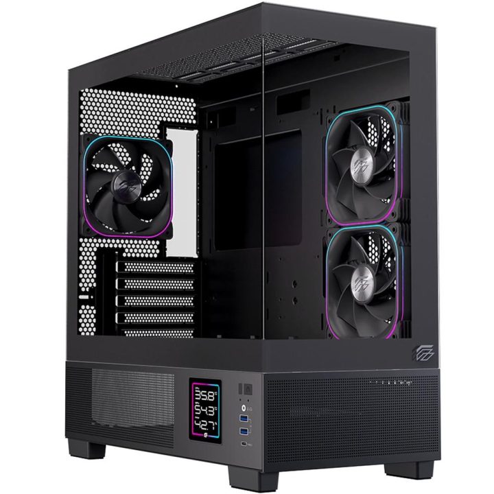 Gabinete de PC gaming Einarex SM501D ATX RGB vidro temperado preto…