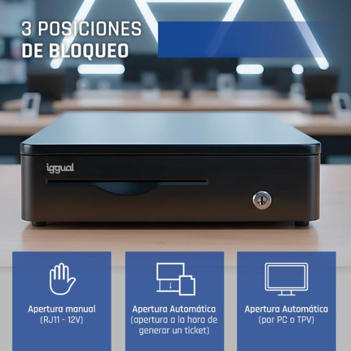 iggual IRON-10R Cash Drawer 38cm 4+5 Black