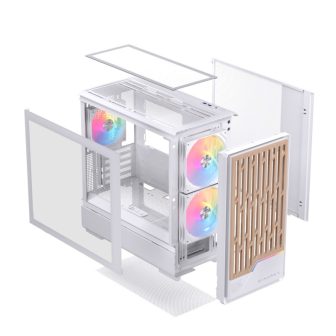 Gabinete de PC gaming Einarex PM400 ATX RGB vidro temperado branco…