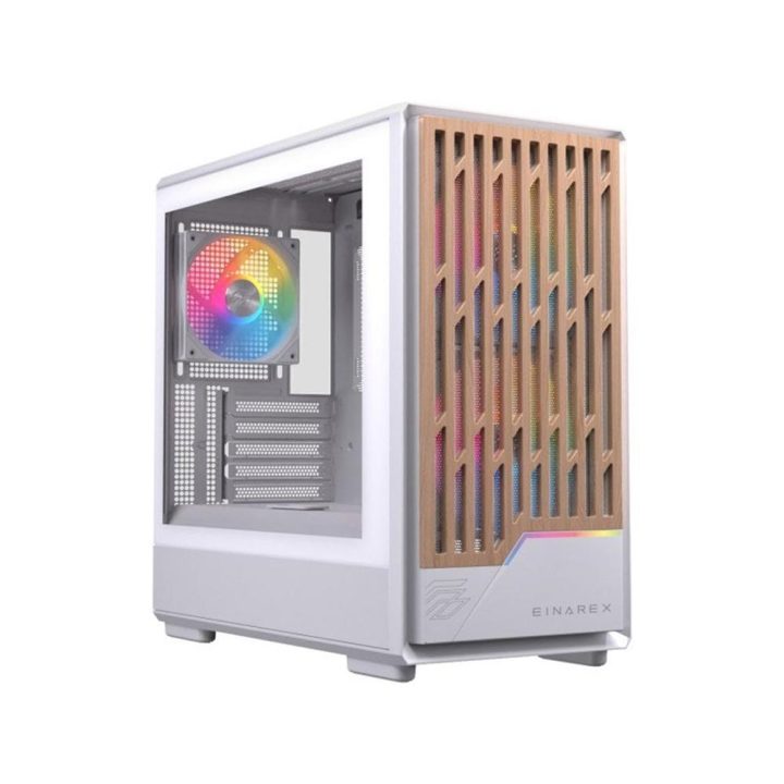 Einarex PM400 ATX RGB Gaming PC Case Tempered Glass White…