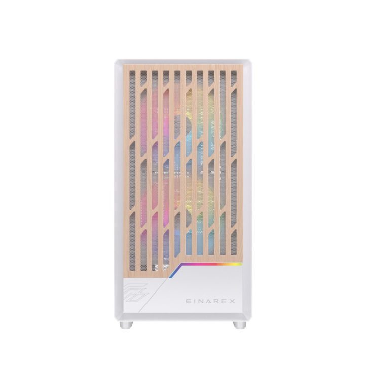 Einarex PM400 ATX RGB Gaming PC Case Tempered Glass White…