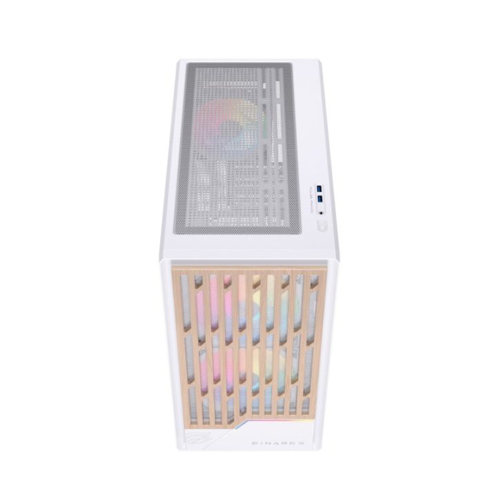 Einarex PM400 ATX RGB Gaming PC Case Tempered Glass White…
