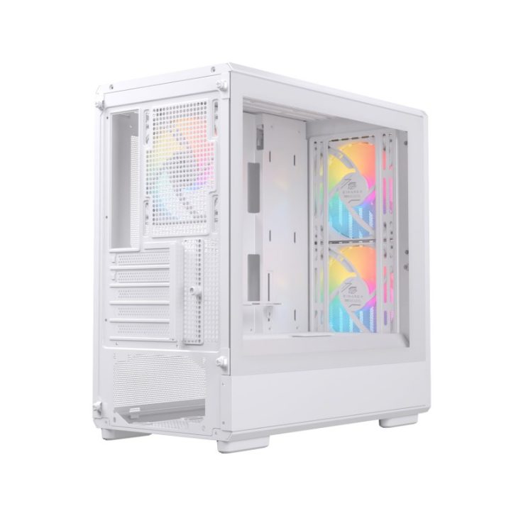 Gabinete de PC gaming Einarex PM400 ATX RGB vidro temperado branco…