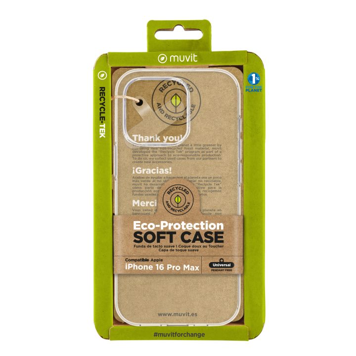 Capa Muvit recycletek para Apple iPhone 16 Pro Max transparente…