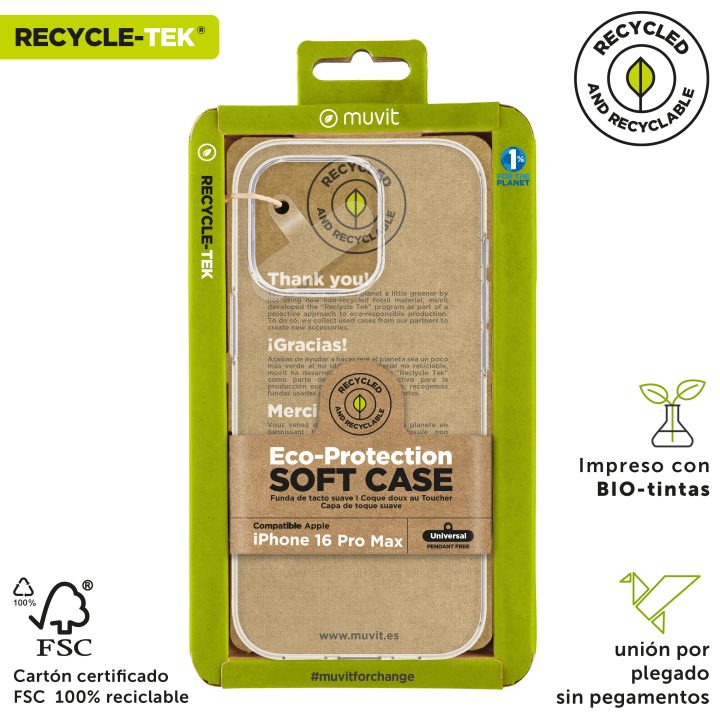 Muvit Recycletek Case for Apple iPhone 16 Pro Max Transparent…