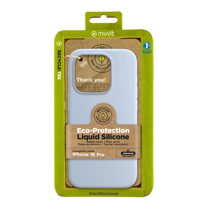 Muvit recycletek liquid silicone case for Apple iPhone 16 Pro Sky…