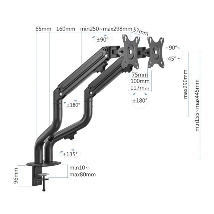 iggual SPMP02 Suporte de pinça para 2 monitores 17"-32"pro