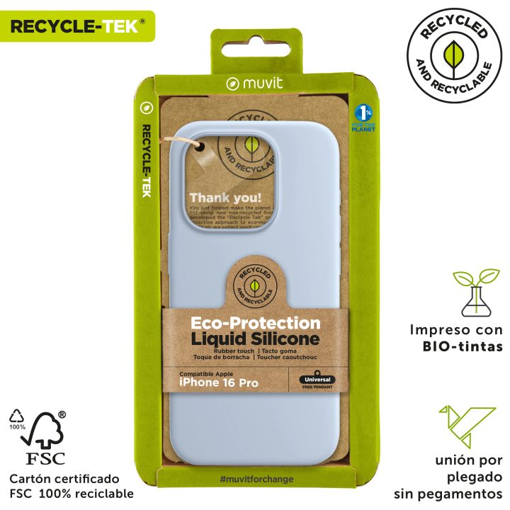 Capa Muvit recycletek liquid silicone para Apple iPhone 16 Pro azul…