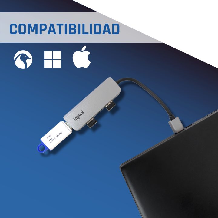 iggual USB-A 3.0 Hub with 4 USB-A 3.0 Ports