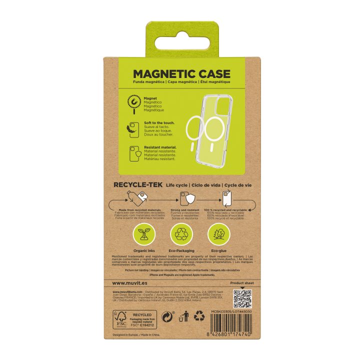 Capa Muvit recycletek MagSafe para Apple iPhone 16 Pro transparente…