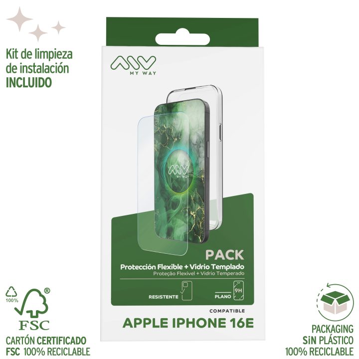 Capa Myway para Apple iPhone 16E transparente + protetor de ecrã em…