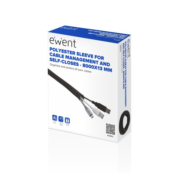 Ewent EW1561 Universal Cable Organizer Cable Sleeve Black 1 piece(s)