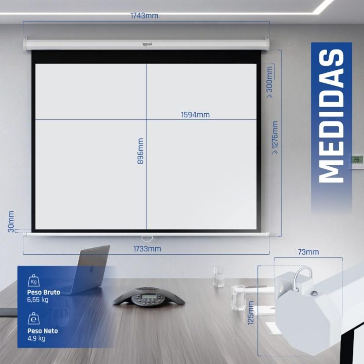 iggual Manual Projection Screen 16:9 72" 159x89 cm