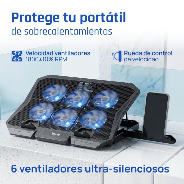 iggual Base de refrigeração portátil com 6 ventoinhas RP6V17