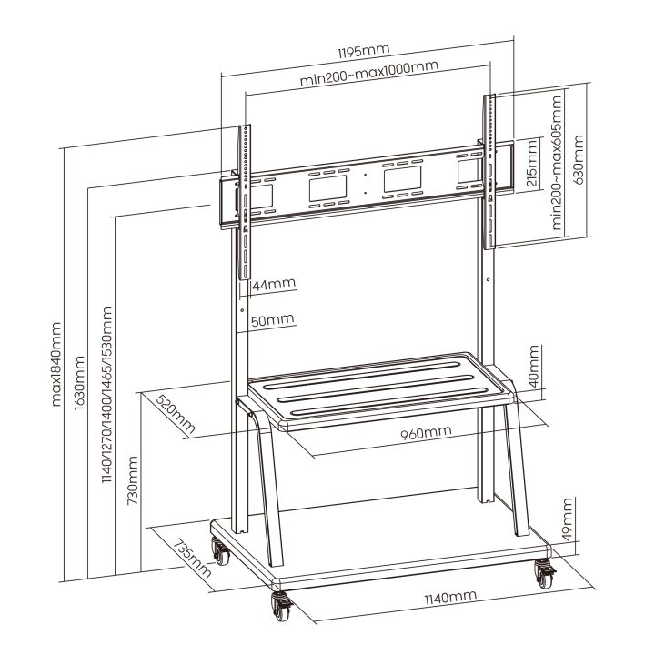 Ewent EW1541 suporte para ecrã de sinalização 3,05 m (120") Preto