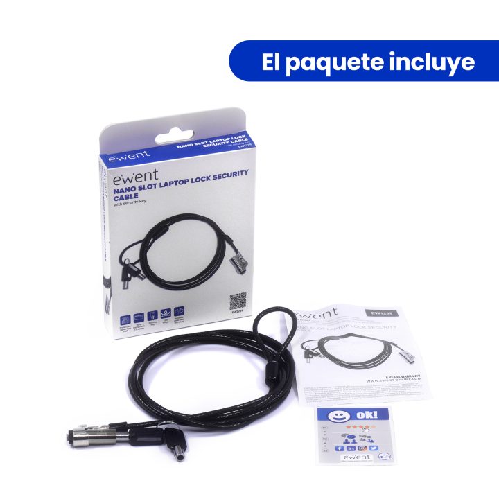 Ewent EW1239 Anti-Theft Cable Black 1.8 m