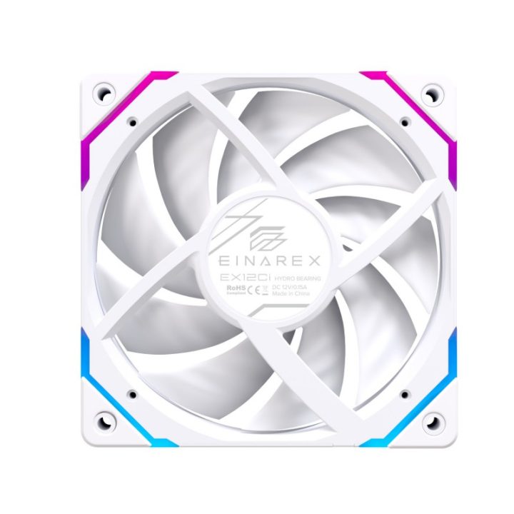 Ventilador de caixa Einarex EX12CI ARGB 120 mm branco invertido…