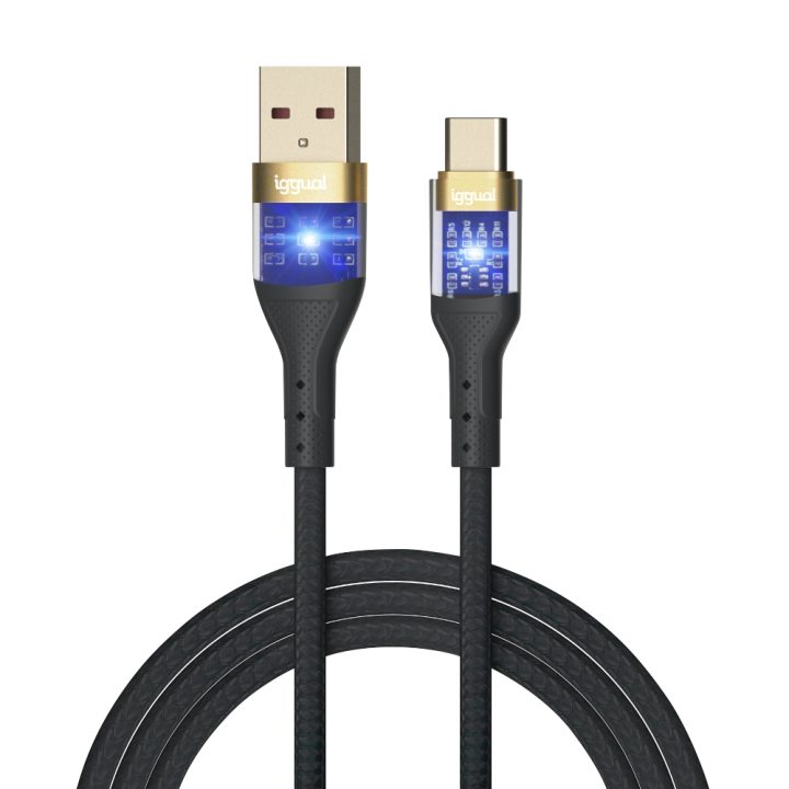 iggual USB-A to USB-C Cable 3A 100 cm Braided LED