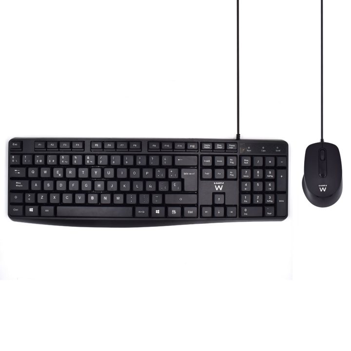 Ewent EW3006 Keyboard Mouse Included Office USB QWERTY Spanish Black