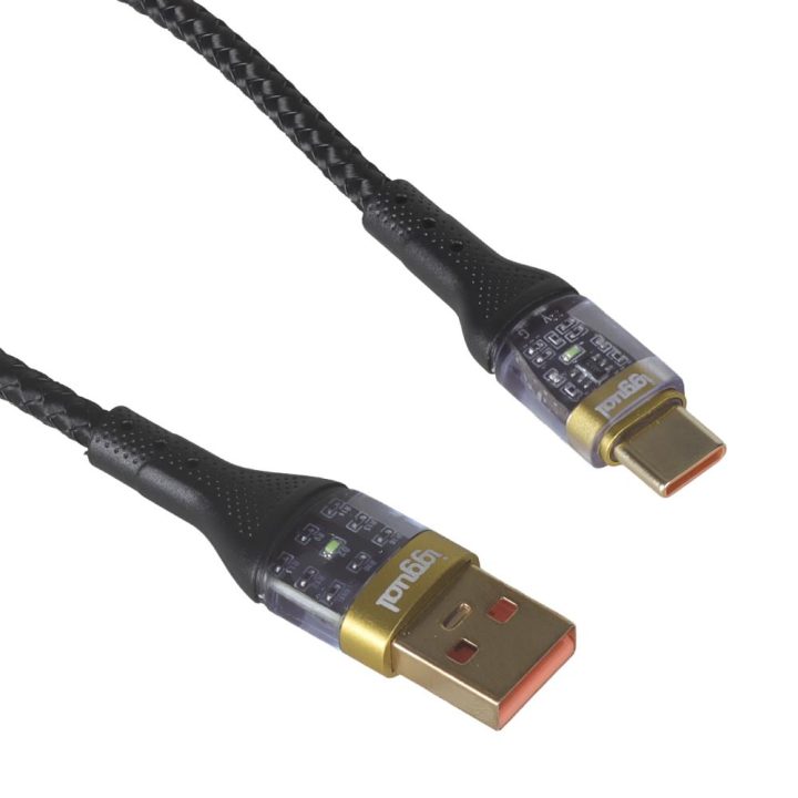 iggual USB-A to USB-C Cable 3A 100 cm Braided LED