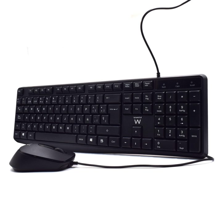 Ewent EW3006 Keyboard Mouse Included Office USB QWERTY Spanish Black