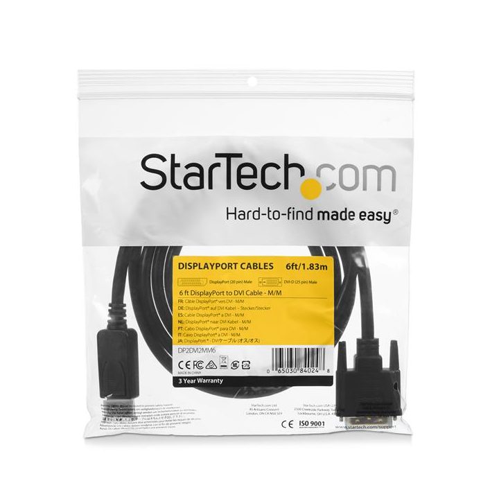 StarTech.com 1.8m DisplayPort to DVI Cable - 1080p Video -…