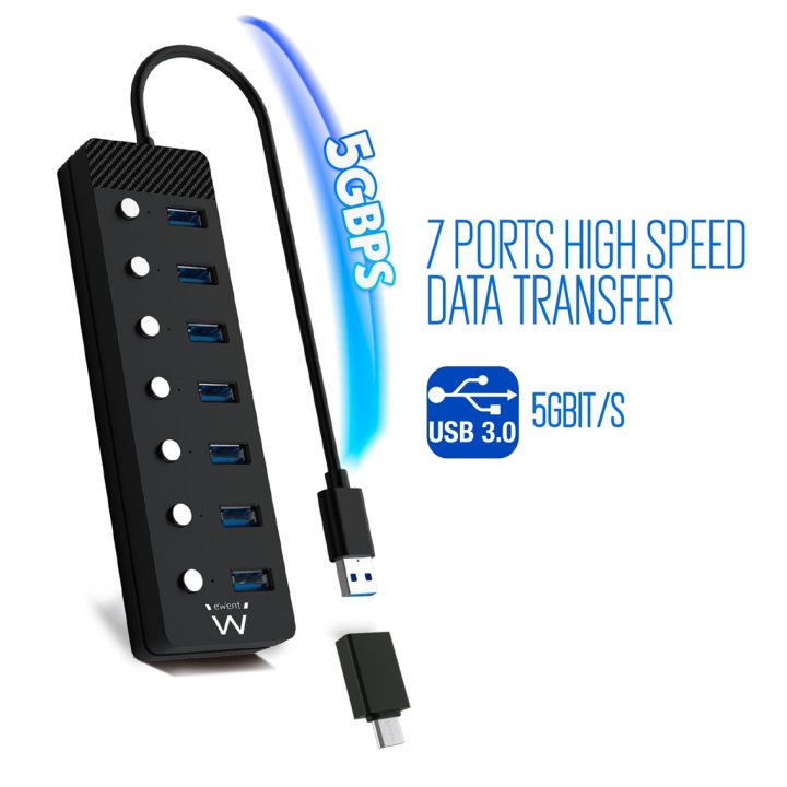 Ewent EW1147 USB 3.2 Gen 1 (3.1 Gen 1) Type-A Interface Hub 5000…