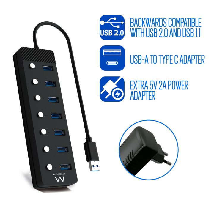 Ewent EW1147 hub de interface USB 3.2 Gen 1 (3.1 Gen 1) Type-A 5000…